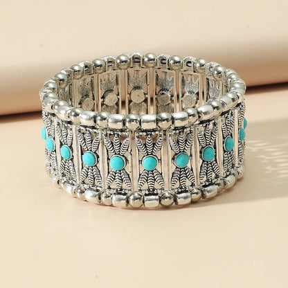 Retro Ethnic Style Geometric Alloy Plating Inlay Resin Women'S Bracelets