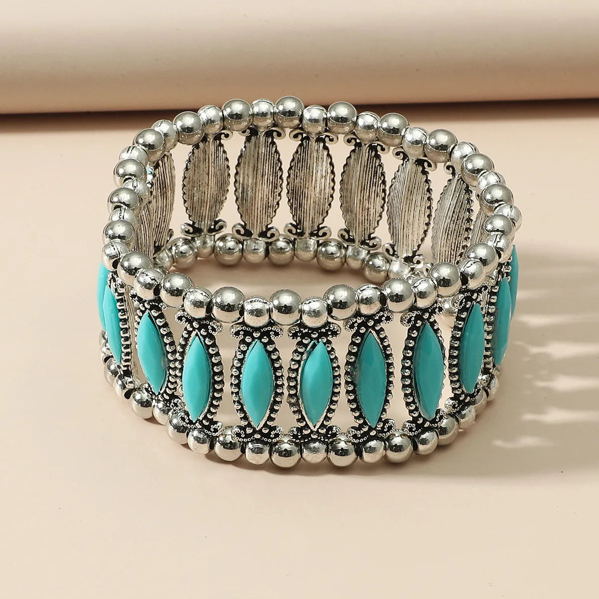 Retro Ethnic Style Geometric Alloy Plating Inlay Resin Women'S Bracelets