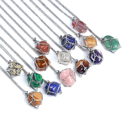 Retro Ethnic Style Geometric Stainless Steel Semi-Precious Stone Unisex Pendant Necklace