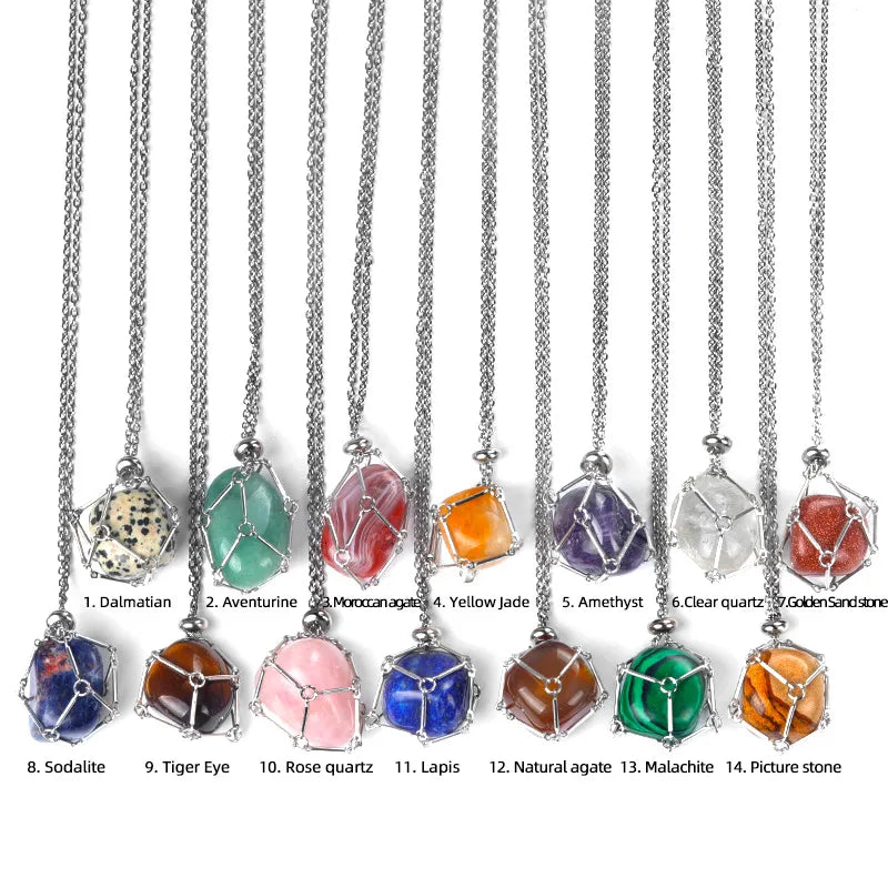 Retro Ethnic Style Geometric Stainless Steel Semi-Precious Stone Unisex Pendant Necklace