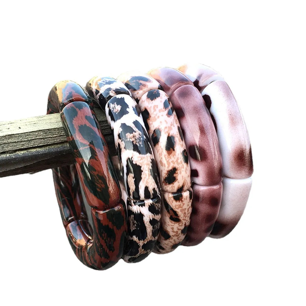 Retro Ethnic Style Leopard Arylic Wholesale Bangle