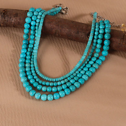 Retro Ethnic Style Round Turquoise Wholesale Necklace