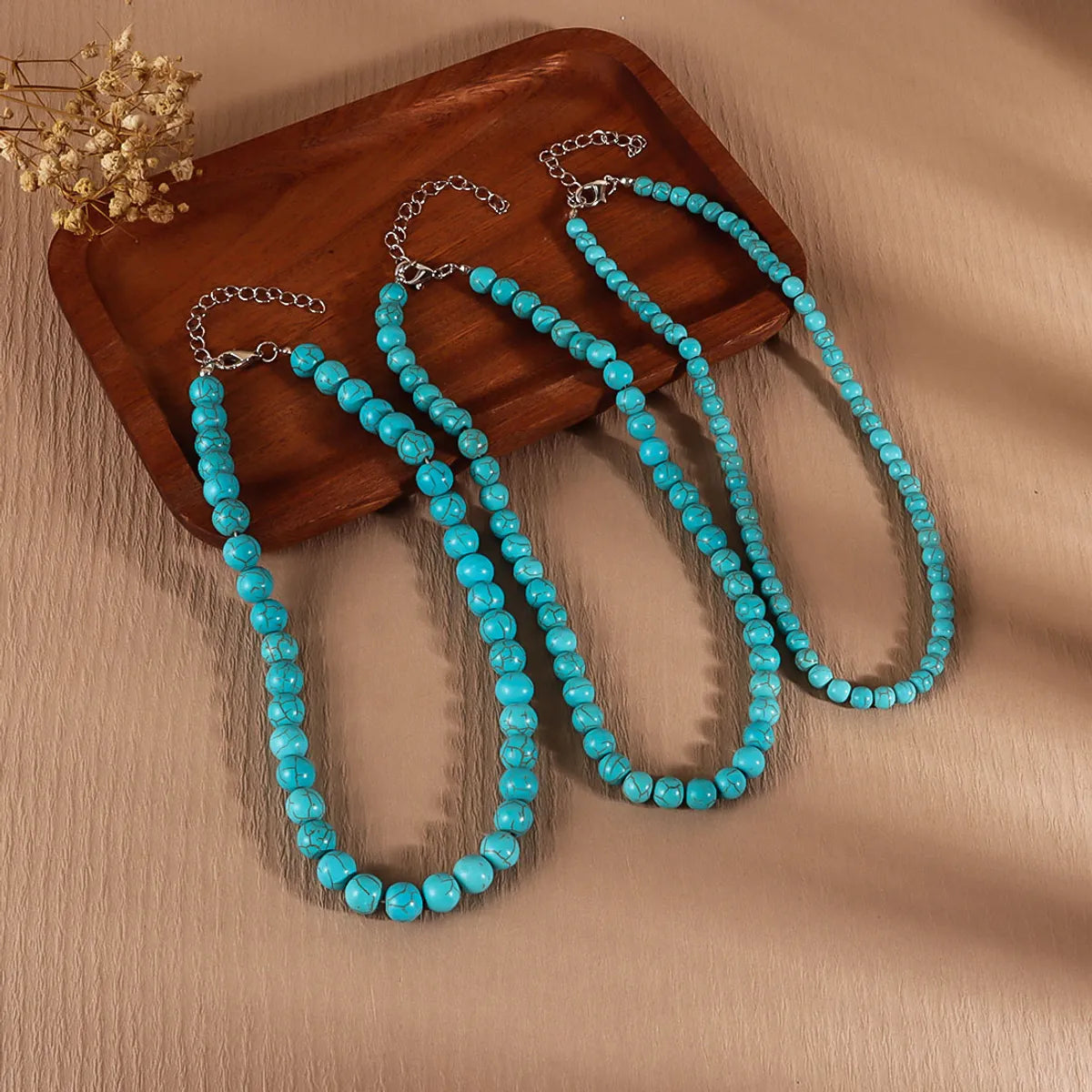 Retro Ethnic Style Round Turquoise Wholesale Necklace