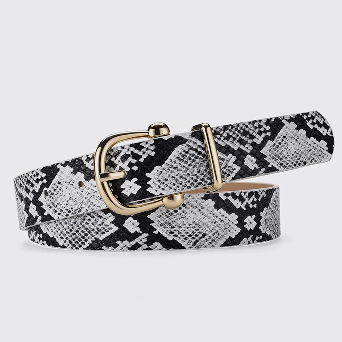 Retro Ethnic Style Solid Color Snakeskin Pu Leather Alloy Women'S Leather Belts