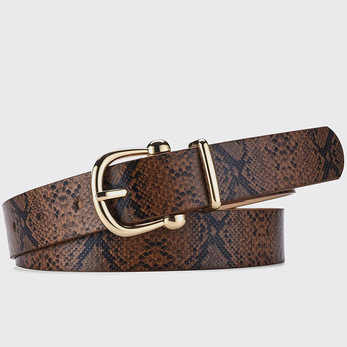 Retro Ethnic Style Solid Color Snakeskin Pu Leather Alloy Women'S Leather Belts