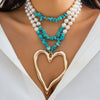 Retro Ethnic Style Star Artificial Pearl Alloy Turquoise Beaded Women'S Three Layer Necklace