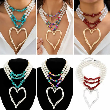 Retro Ethnic Style Star Artificial Pearl Alloy Turquoise Beaded Women'S Three Layer Necklace