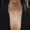Retro Ethnic Style Turquoise Beaded Dream Catcher Pendant Necklace In Titanium Steel And Stainless Steel With Electroplating For Women