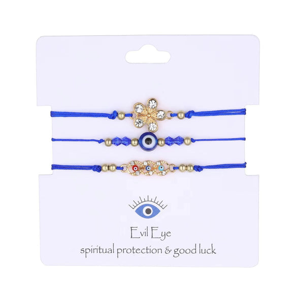 Retro Evil Eye Woven Fabric Handmade Unisex Bracelet Three Piece Suit