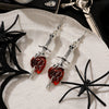 Retro Exaggerated Alloy Earrings With Gothic Horror Skull Heart And Geometric Pattern Electroplated