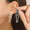 Retro Exaggerated Alloy Earrings With Gothic Horror Skull Heart And Geometric Pattern Electroplated