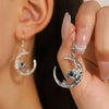 Retro Exaggerated Alloy Earrings With Gothic Horror Skull Heart And Geometric Pattern Electroplated