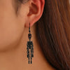 Retro Exaggerated Alloy Earrings With Gothic Horror Skull Heart And Geometric Pattern Electroplated