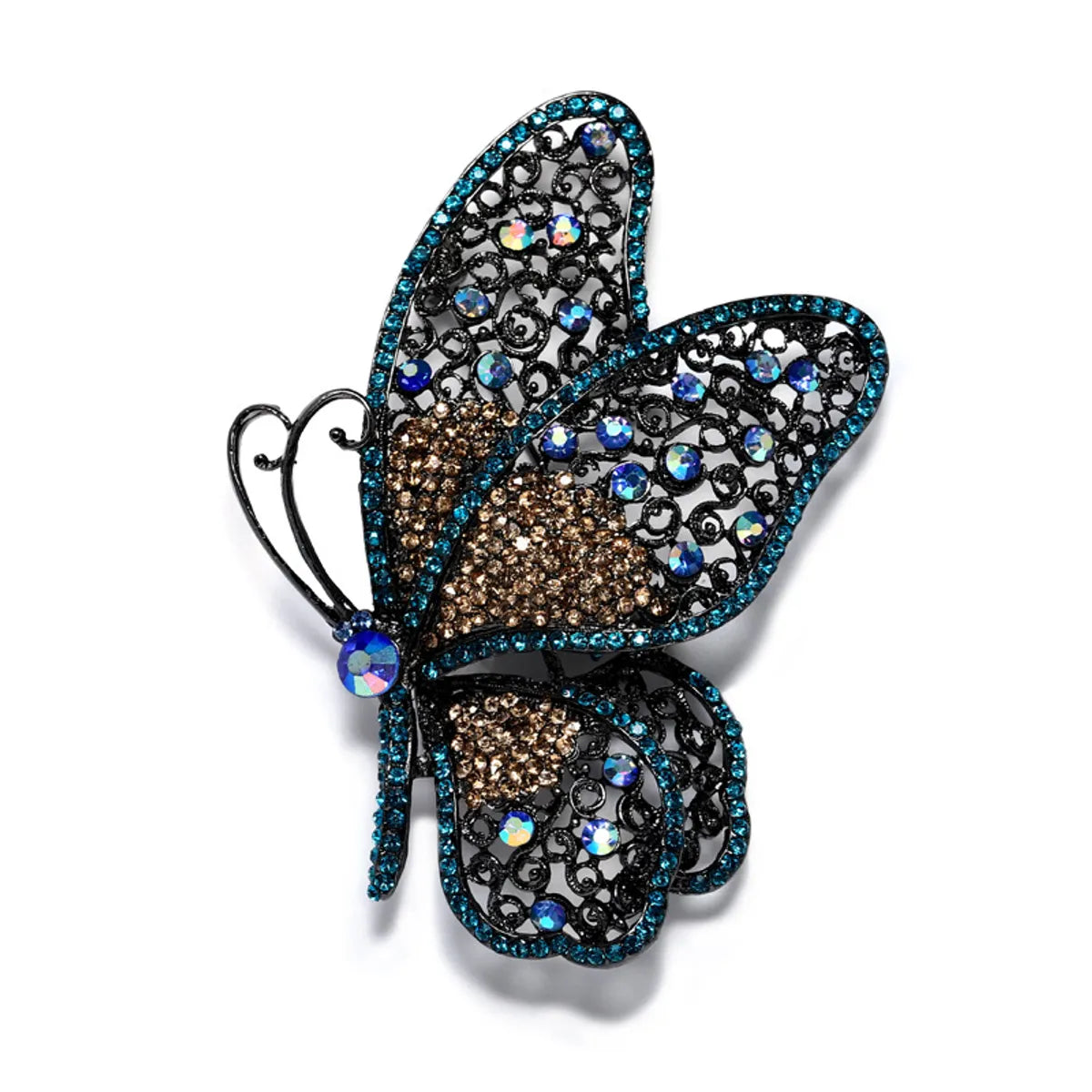 Retro Exaggerated Butterfly Alloy Plating Hollow Out Inlay Rhinestones Women'S Brooches