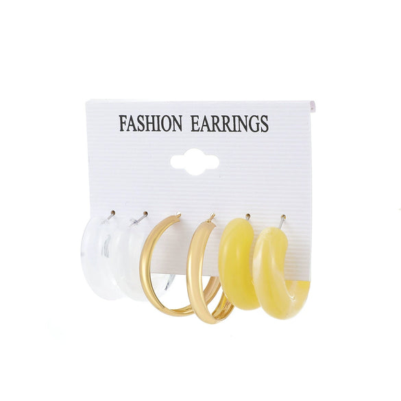 Retro Exaggerated Butterfly Pearl Mixed Color Acrylic Alloy Earrings Set For Women With Electroplating And Geometric Design