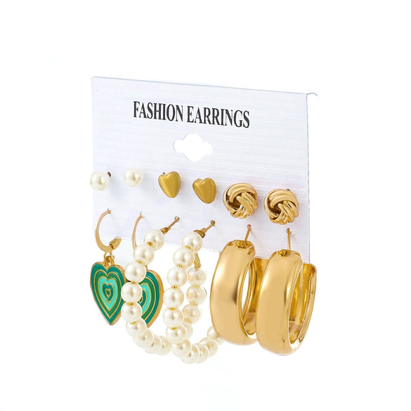 Retro Exaggerated Butterfly Pearl Mixed Color Acrylic Alloy Earrings Set For Women With Electroplating And Geometric Design