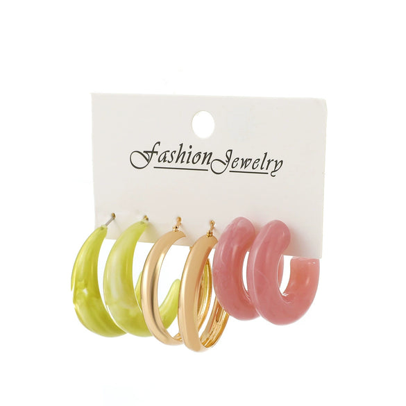 Retro Exaggerated Butterfly Pearl Mixed Color Acrylic Alloy Earrings Set For Women With Electroplating And Geometric Design