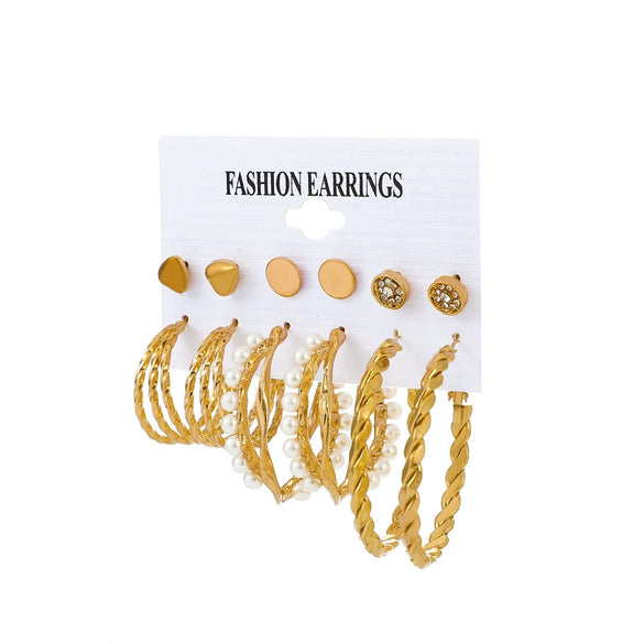 Retro Exaggerated Butterfly Pearl Mixed Color Acrylic Alloy Earrings Set For Women With Electroplating And Geometric Design