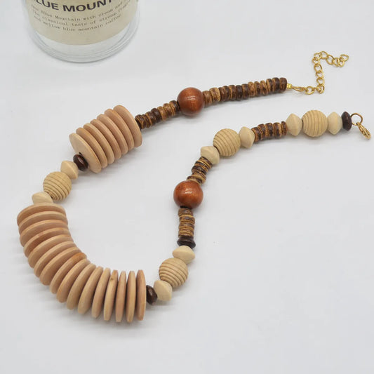 Retro Exaggerated Ethnic Style Geometric Alloy Wood Beaded Women's Necklace