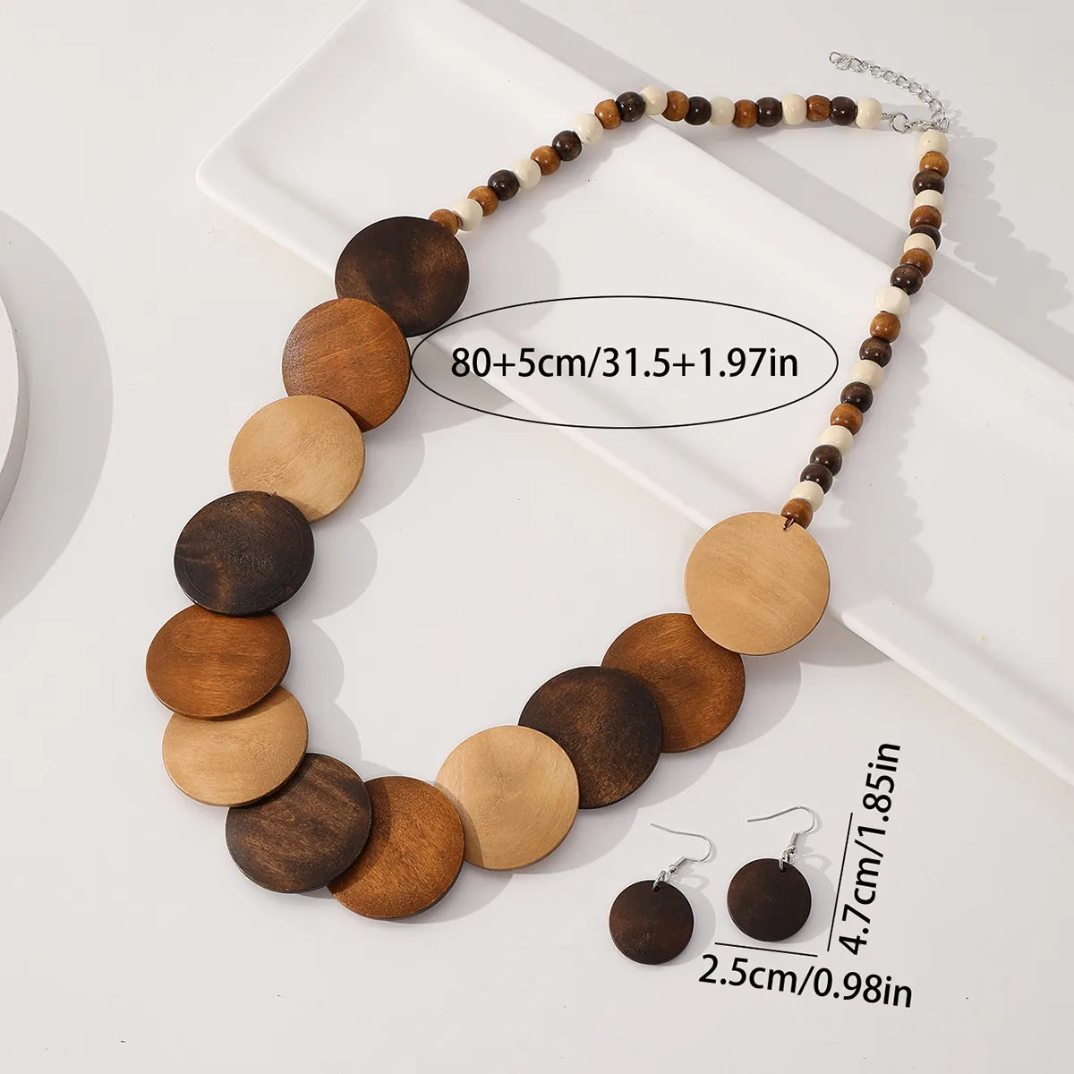 Retro Exaggerated Ethnic Style Geometric Wood Women'S Jewelry Set