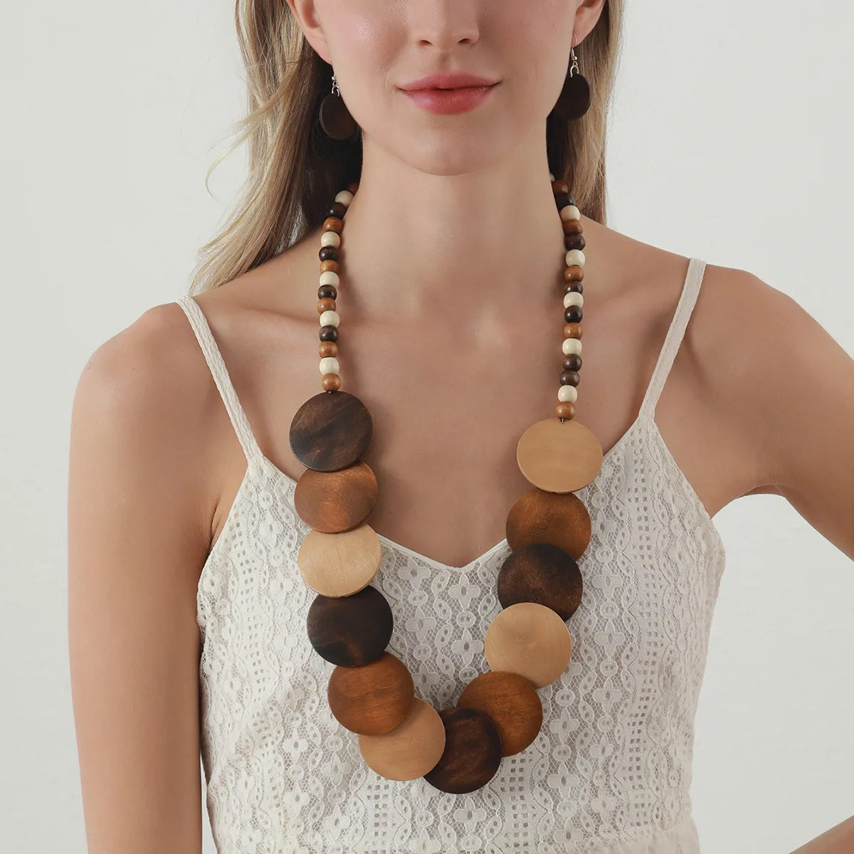 Retro Exaggerated Ethnic Style Geometric Wood Women'S Jewelry Set