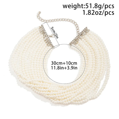 Retro Exaggerated French Style Round Solid Color Imitation Pearl Women's Necklace