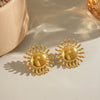 Retro Exaggerated Glossy Polished Geometric Stainless Steel Electroplated Sun Earrings For Women
