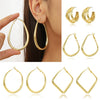 Retro Exaggerated Metal Geometric Hoop Earrings For Women With Electroplating