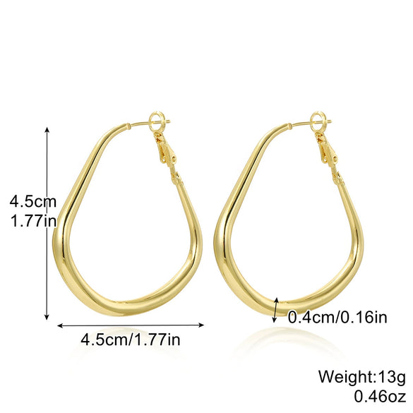 Retro Exaggerated Metal Geometric Hoop Earrings For Women With Electroplating