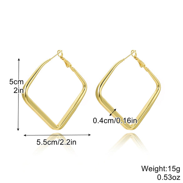 Retro Exaggerated Metal Geometric Hoop Earrings For Women With Electroplating