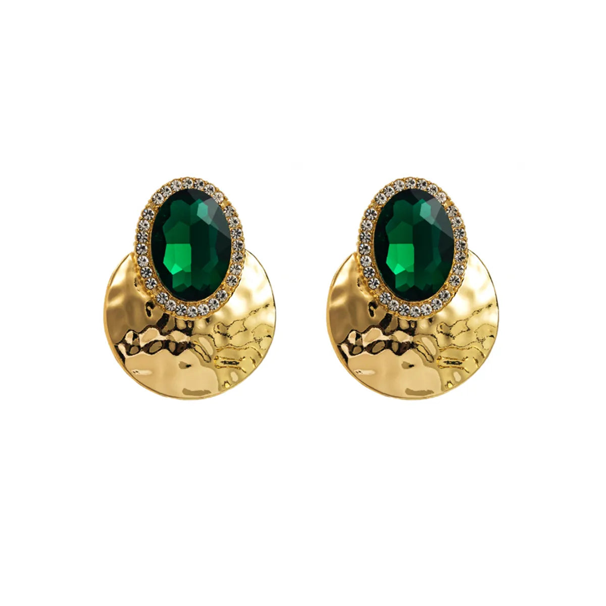 Retro Exaggerated Oval Alloy Inlay Rhinestones Gold Plated Women'S Ear Studs