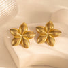 Retro Exaggerated Petal Irregular Titanium Steel Earrings For Girls With Electroplating And Flower Design