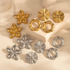 Retro Exaggerated Petal Irregular Titanium Steel Earrings For Girls With Electroplating And Flower Design
