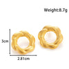 Retro Exaggerated Petal Irregular Titanium Steel Earrings For Girls With Electroplating And Flower Design