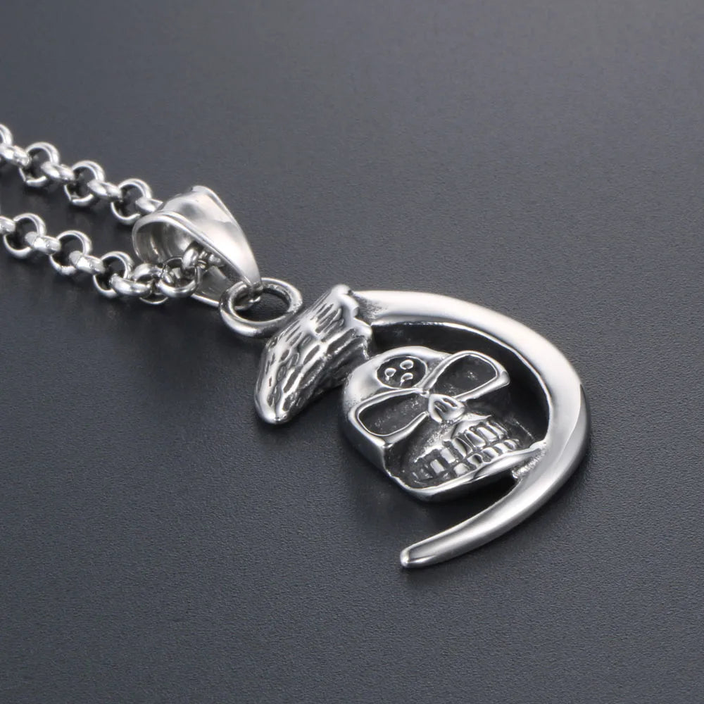 Retro Exaggerated Punk Skull 304 Stainless Steel Polishing Men'S Pendant Necklace