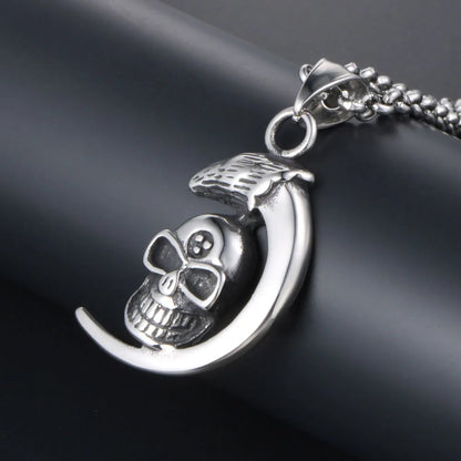 Retro Exaggerated Punk Skull 304 Stainless Steel Polishing Men'S Pendant Necklace