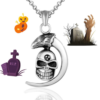 Retro Exaggerated Punk Skull 304 Stainless Steel Polishing Men'S Pendant Necklace