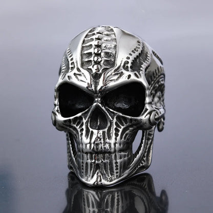 Retro Exaggerated Punk Skull 304 Stainless Steel Men'S Rings