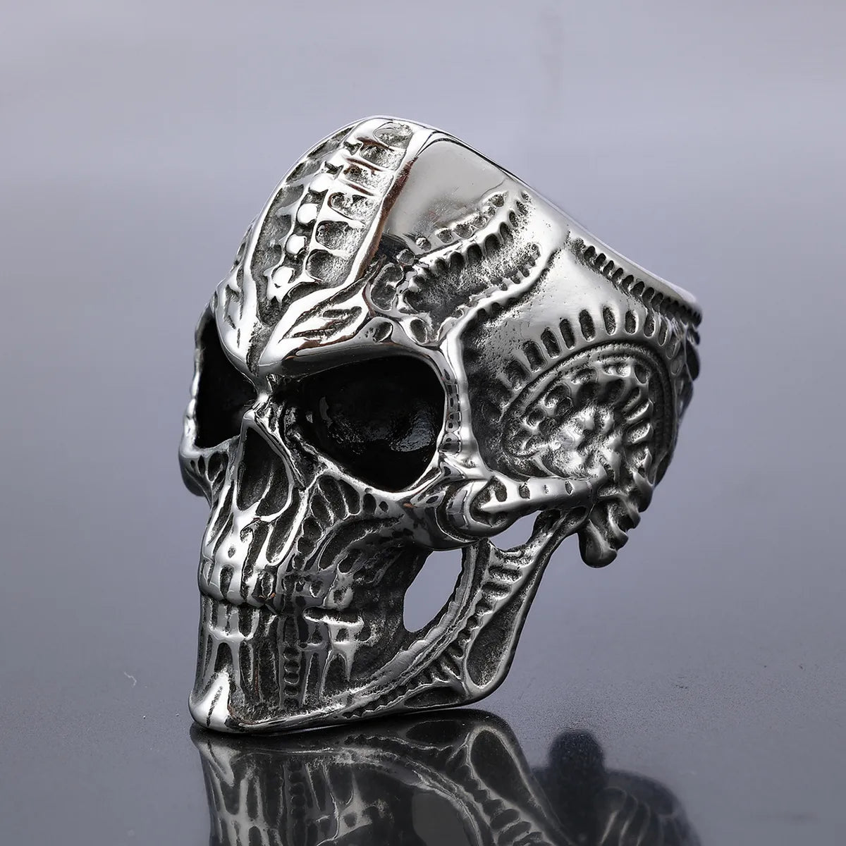 Retro Exaggerated Punk Skull 304 Stainless Steel Men'S Rings