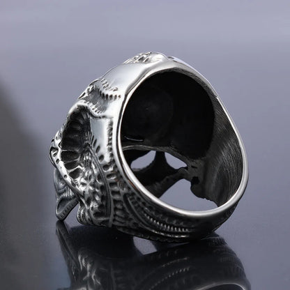 Retro Exaggerated Punk Skull 304 Stainless Steel Men'S Rings