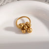 Retro Exquisite All Match Ins Design Stainless Steel Geometric Ball Ring Pvd Furnace Vacuum Real Gold Plated Unisex Adjustable Ring