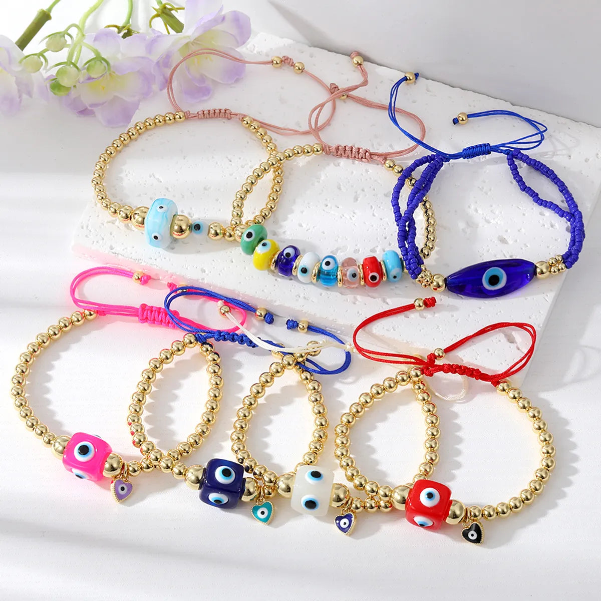 Retro Eye Resin Glass Beaded Women'S Bracelets