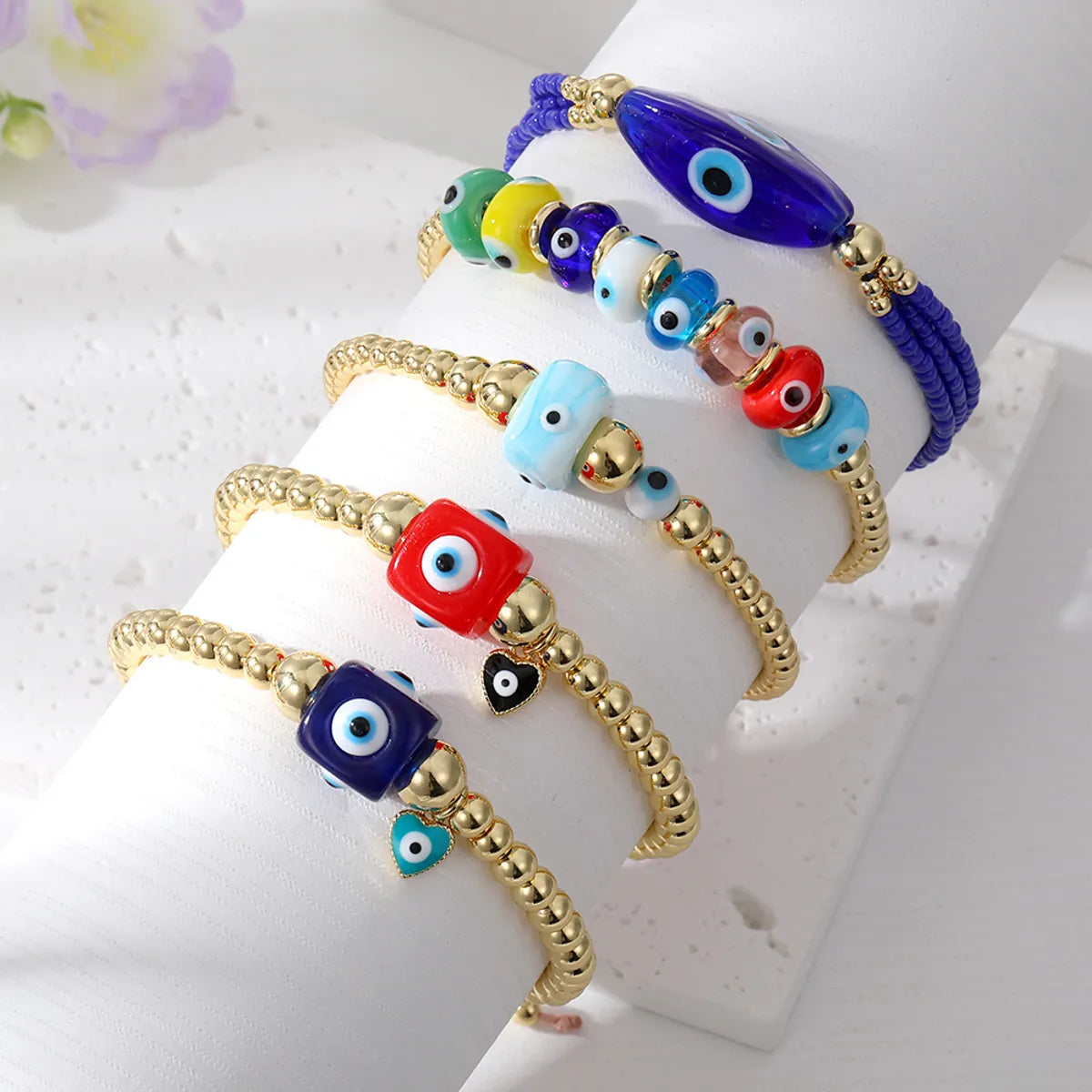 Retro Eye Resin Glass Beaded Women'S Bracelets