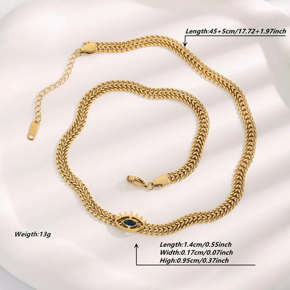 Wholesale Jewelry Retro Eye 304 Stainless Steel Rhinestones 18K Gold Plated Plating Inlay Pendant Necklace