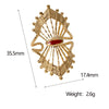 Retro Fanshaped Cut Out Stainless Steel Ring For Women Goldplated Electroplated