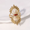 Retro Fanshaped Cut Out Stainless Steel Ring For Women Goldplated Electroplated