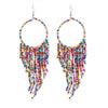 Retro Fashion Alloy Beaded Tassel Earrings Long Bohemian Style Dangle Earrings For Women