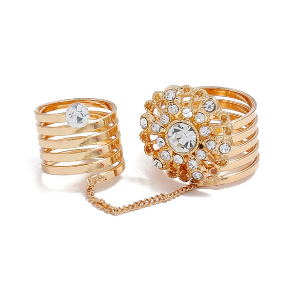 Retro Fashion Alloy Ring Bracelet With Round Diamond Accents And Trendy Statement Design
