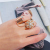 Retro Fashion Alloy Ring Bracelet With Round Diamond Accents And Trendy Statement Design