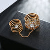 Retro Fashion Alloy Ring Bracelet With Round Diamond Accents And Trendy Statement Design